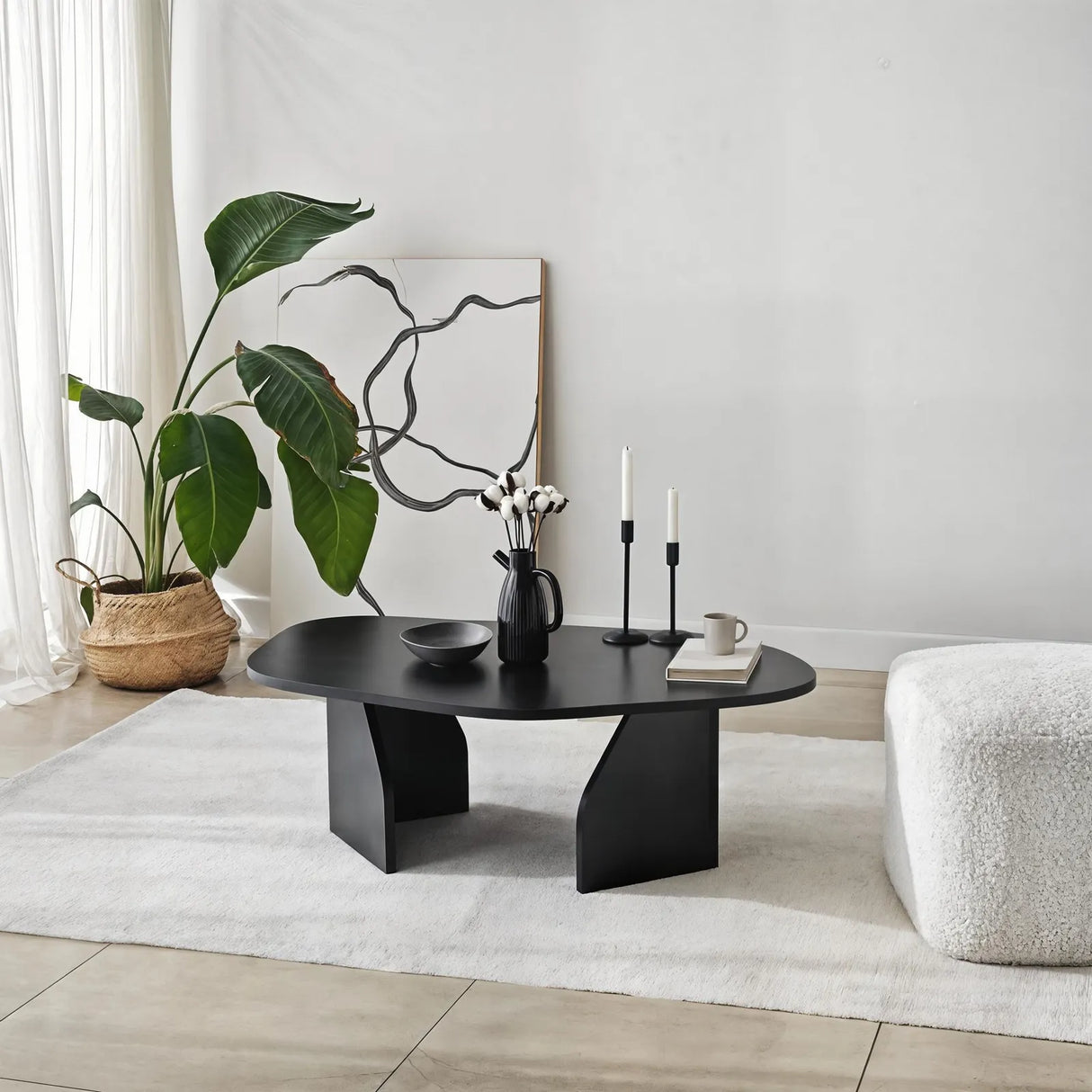 Couchtisch Rock aus melaminbeschichteten Holz in Schwarz, 100×60×35 cm von Hanah Home – Bild 1