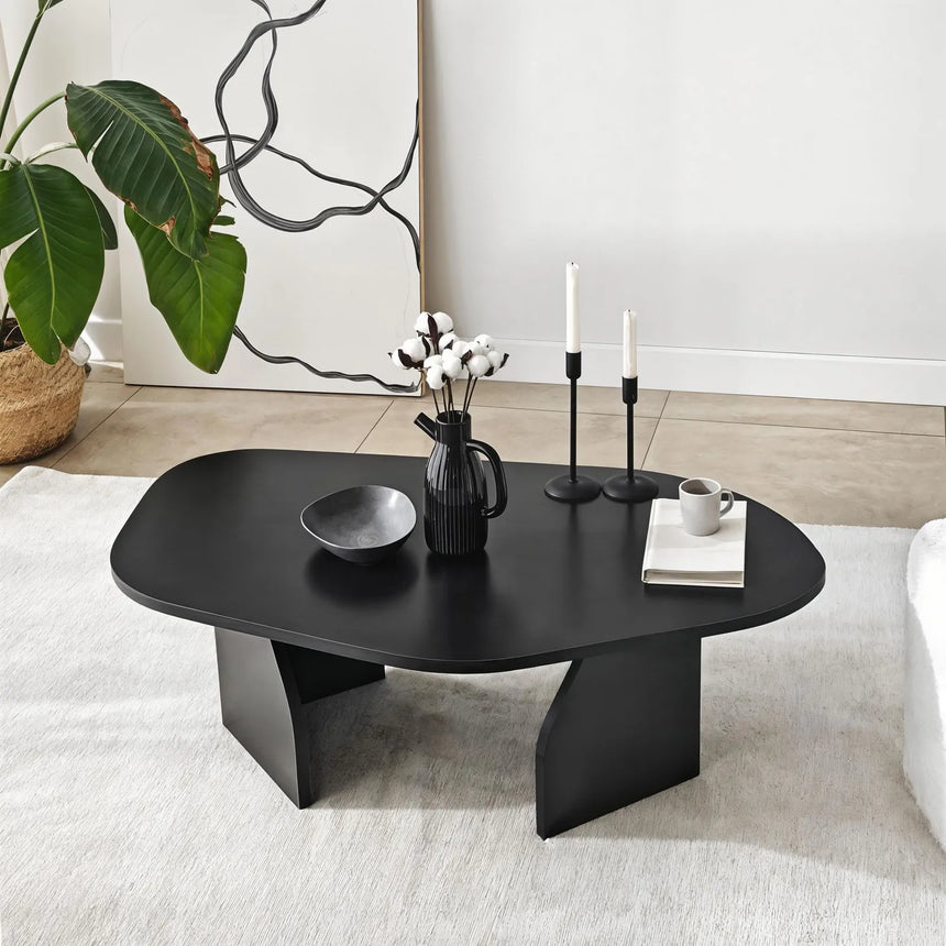 Couchtisch Rock aus melaminbeschichteten Holz in Schwarz, 100×60×35 cm von Hanah Home – Bild 5