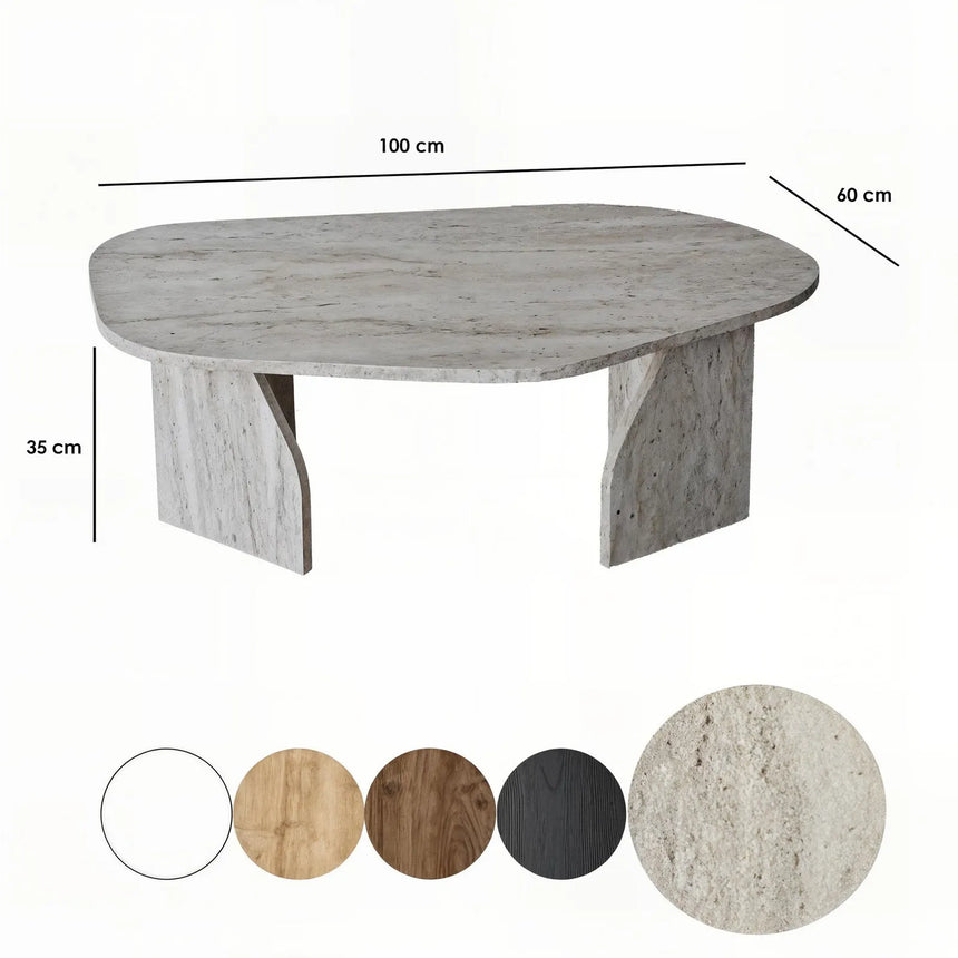 Couchtisch Rock aus melaminbeschichteten Holz in Travertin, 100×60×35 cm von Hanah Home – Bild 10