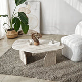 Couchtisch Rock aus melaminbeschichteten Holz in Travertin, 100×60×35 cm von Hanah Home – Bild 5