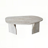 Couchtisch Rock aus melaminbeschichteten Holz in Travertin, 100×60×35 cm von Hanah Home – Bild 9