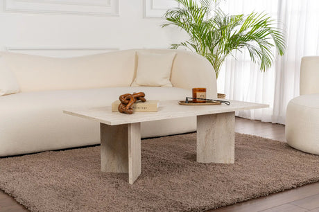 Couchtisch Sabin aus melaminbeschichteten Holz in Travertin, 119×60×40 cm von Hanah Home – Bild 6