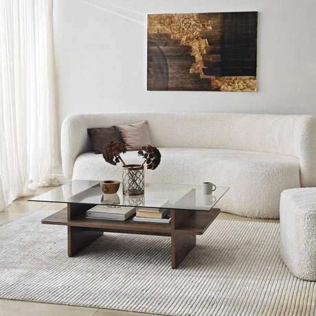 Couchtisch Saga Rectangle aus Holz und gehärtetem Glas, 105×65×35 cm von Hanah Home – Bild 1