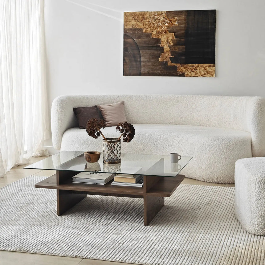 Couchtisch Saga Rectangle aus Holz und gehärtetem Glas, 105×65×35 cm von Hanah Home – Bild 1