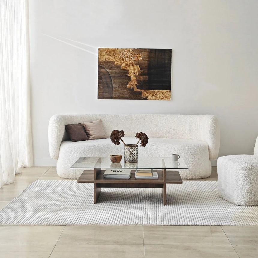 Couchtisch Saga Rectangle aus Holz und gehärtetem Glas, 105×65×35 cm von Hanah Home – Bild 2