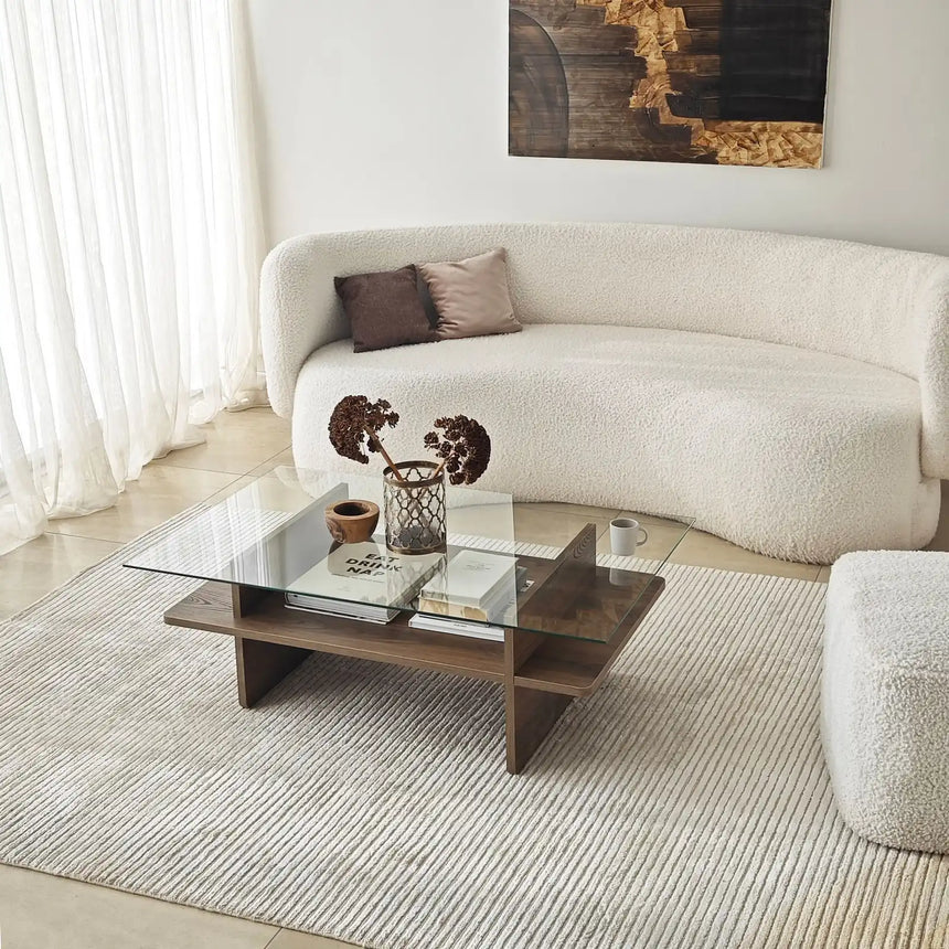 Couchtisch Saga Rectangle aus Holz und gehärtetem Glas, 105×65×35 cm von Hanah Home – Bild 3
