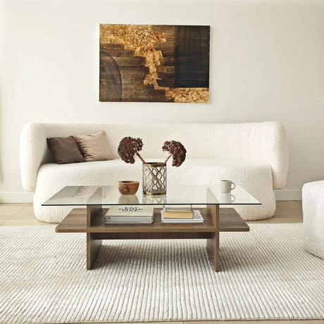 Couchtisch Saga Rectangle aus Holz und gehärtetem Glas, 105×65×35 cm von Hanah Home – Bild 5