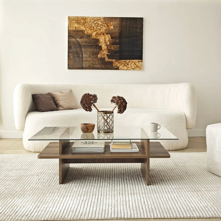 Couchtisch Saga Rectangle aus Holz und gehärtetem Glas, 105×65×35 cm von Hanah Home – Bild 5