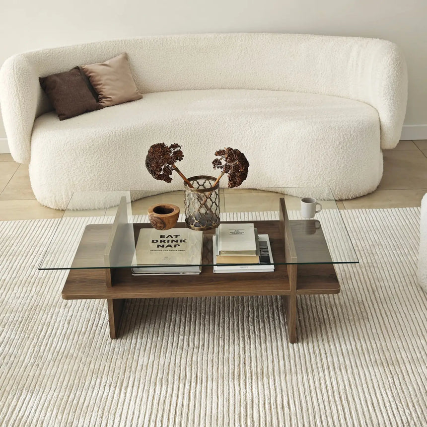 Couchtisch Saga Rectangle aus Holz und gehärtetem Glas, 105×65×35 cm von Hanah Home – Bild 6
