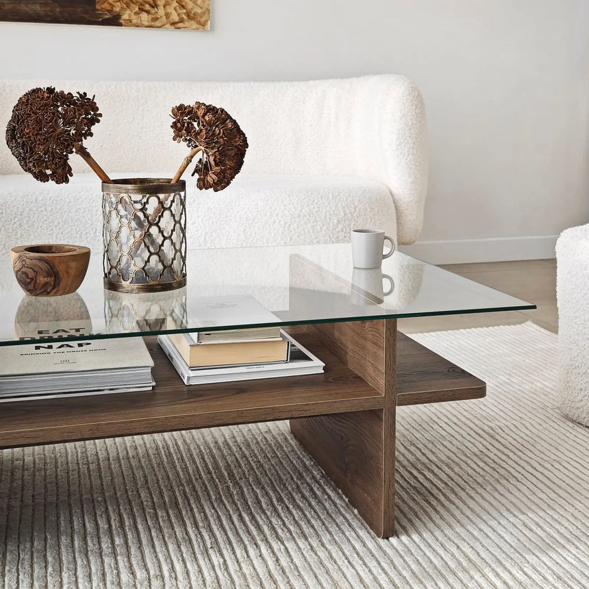 Couchtisch Saga Rectangle aus Holz und gehärtetem Glas, 105×65×35 cm von Hanah Home – Bild 8