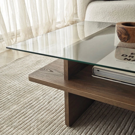 Couchtisch Saga Rectangle aus Holz und gehärtetem Glas, 105×65×35 cm von Hanah Home – Bild 9