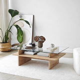 Couchtisch Saga Rectangle aus Holz und gehärtetem Glas in Saphir und Transparent, 105×65×35 cm von Hanah Home – Bild 1
