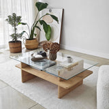 Couchtisch Saga Rectangle aus Holz und gehärtetem Glas in Saphir und Transparent, 105×65×35 cm von Hanah Home – Bild 5