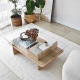 Couchtisch Saga Rectangle aus Holz und gehärtetem Glas in Saphir und Transparent, 105×65×35 cm von Hanah Home – Bild 6