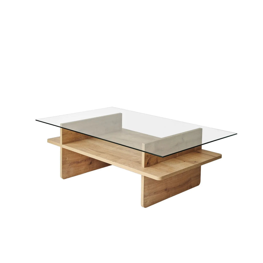 Couchtisch Saga Rectangle aus Holz und gehärtetem Glas in Saphir und Transparent, 105×65×35 cm von Hanah Home – Bild 9