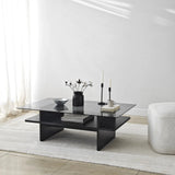 Couchtisch Saga Rectangle aus Holz und gehärtetem Glas in Schwarz und Rauch, 105×65×35 cm von Hanah Home – Bild 1