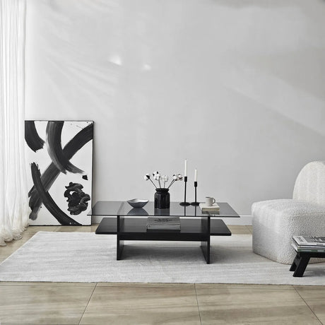 Couchtisch Saga Rectangle aus Holz und gehärtetem Glas in Schwarz und Rauch, 105×65×35 cm von Hanah Home – Bild 2