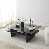 Couchtisch Saga Rectangle aus Holz und gehärtetem Glas in Schwarz und Rauch, 105×65×35 cm von Hanah Home – Bild 5