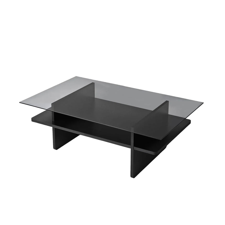 Couchtisch Saga Rectangle aus Holz und gehärtetem Glas in Schwarz und Rauch, 105×65×35 cm von Hanah Home – Bild 9