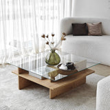 Couchtisch Saga Square aus gehärtetem Glas und melaminbeschichteten Holz, 90×90×35 cm von Hanah Home – Bild 6