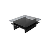 Couchtisch Saga Square aus gehärtetem Glas und melaminbeschichteten Holz in Schwarz und Dunkelgrau, 90×90×35 cm von Hanah Home – Bild 9