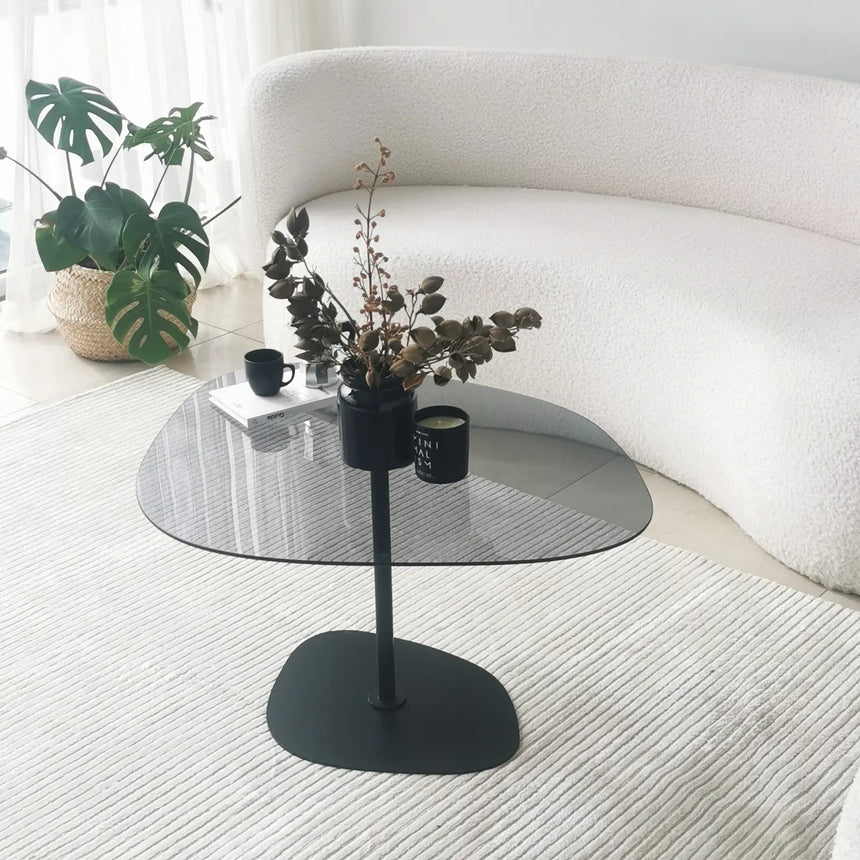 Couchtisch Soho aus gehärtetem Glas und Metall in Dunkelgrau und Schwarz, 85×67×40 cm von Hanah Home – Bild 3