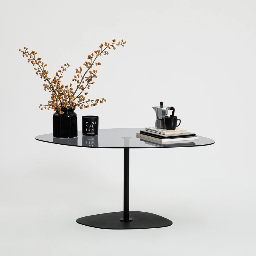 Couchtisch Soho aus gehärtetem Glas und Metall in Dunkelgrau und Schwarz, 85×67×40 cm von Hanah Home – Bild 4