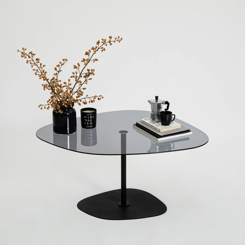 Couchtisch Soho aus gehärtetem Glas und Metall in Dunkelgrau und Schwarz, 85×67×40 cm von Hanah Home – Bild 5