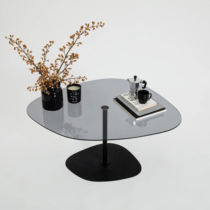 Couchtisch Soho aus gehärtetem Glas und Metall in Dunkelgrau und Schwarz, 85×67×40 cm von Hanah Home – Bild 6