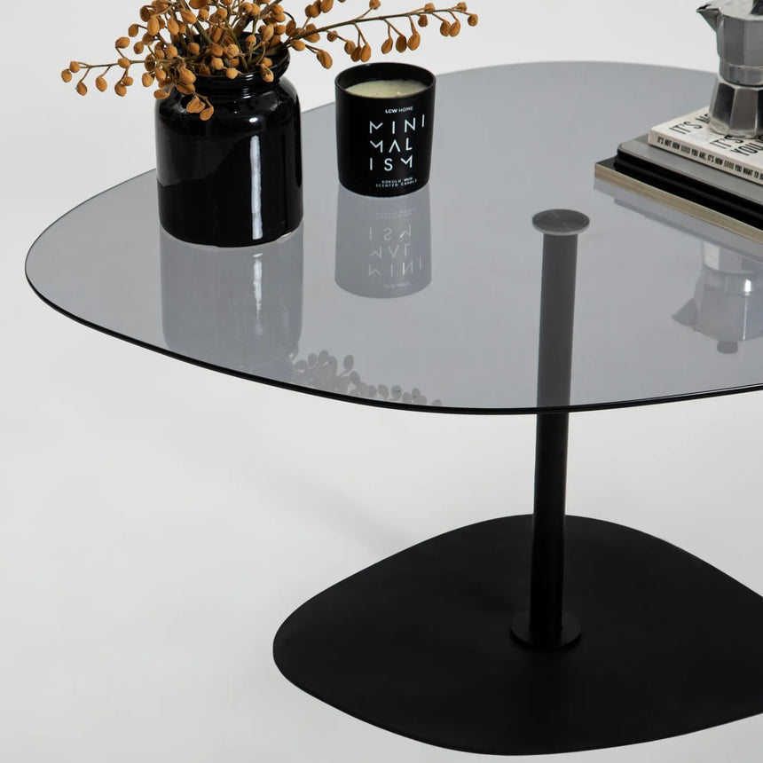 Couchtisch Soho aus gehärtetem Glas und Metall in Dunkelgrau und Schwarz, 85×67×40 cm von Hanah Home – Bild 7