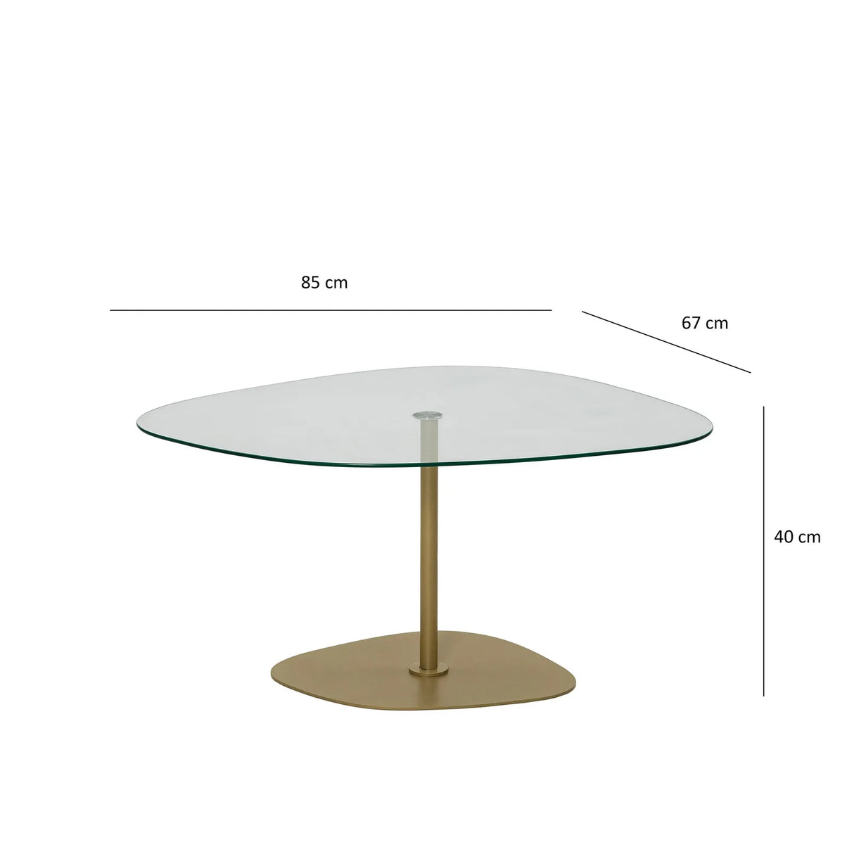 Couchtisch Soho aus gehärtetem Glas und Metall in Transparent und Gold, 85×67×40 cm von Hanah Home – Bild 10