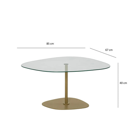 Couchtisch Soho aus gehärtetem Glas und Metall in Transparent und Gold, 85×67×40 cm von Hanah Home – Bild 10
