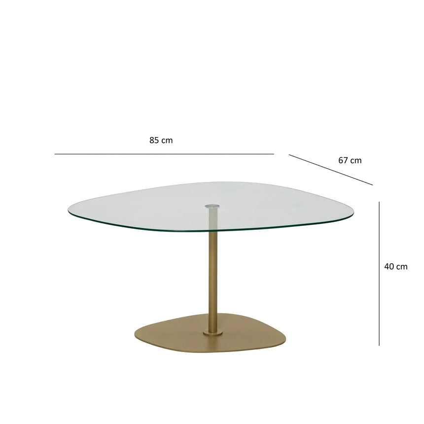 Couchtisch Soho aus gehärtetem Glas und Metall in Transparent und Gold, 85×67×40 cm von Hanah Home – Bild 10