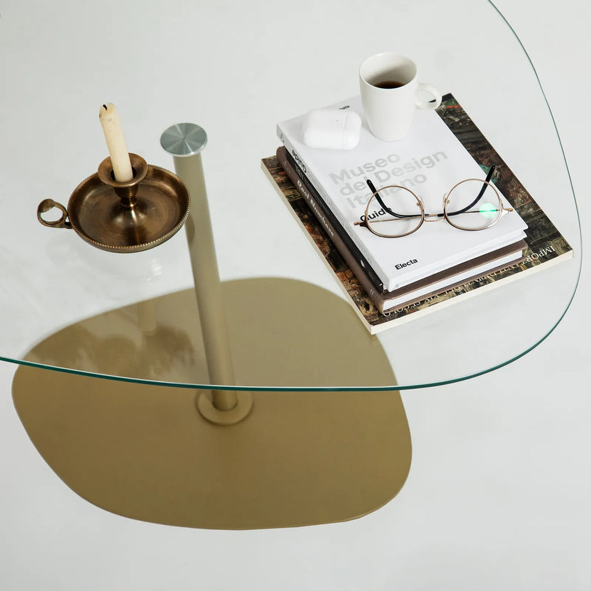 Couchtisch Soho aus gehärtetem Glas und Metall in Transparent und Gold, 85×67×40 cm von Hanah Home – Bild 8