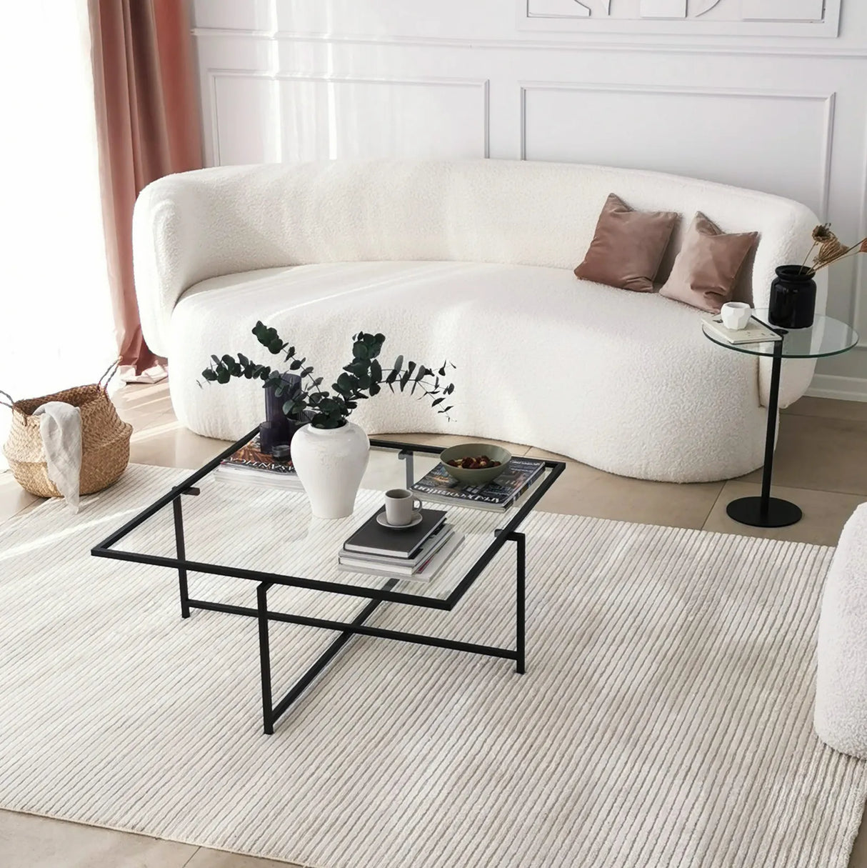 Couchtisch Sun S408 aus gehärtetem Glas und Metall, 85×85×35 cm von Hanah Home – Bild 3