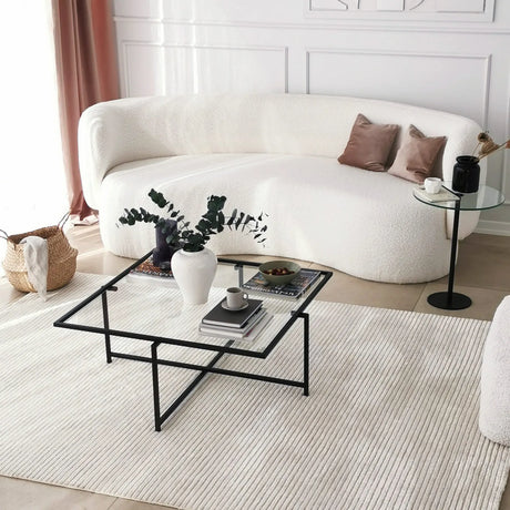 Couchtisch Sun S408 aus gehärtetem Glas und Metall, 85×85×35 cm von Hanah Home – Bild 3