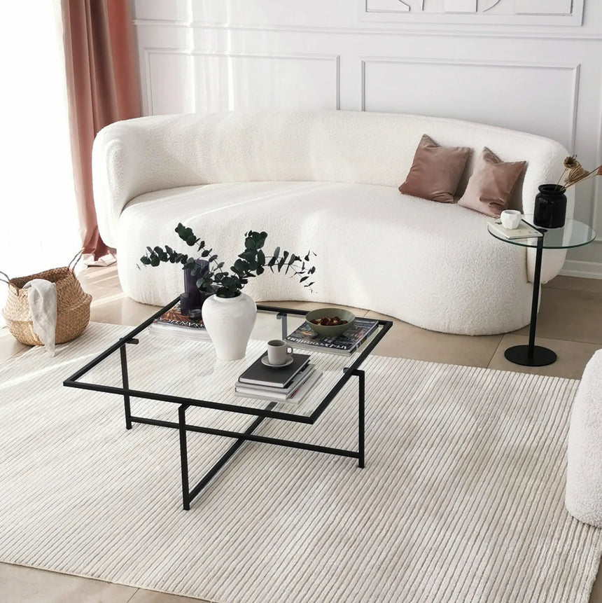 Couchtisch Sun S408 aus gehärtetem Glas und Metall, 85×85×35 cm von Hanah Home – Bild 3