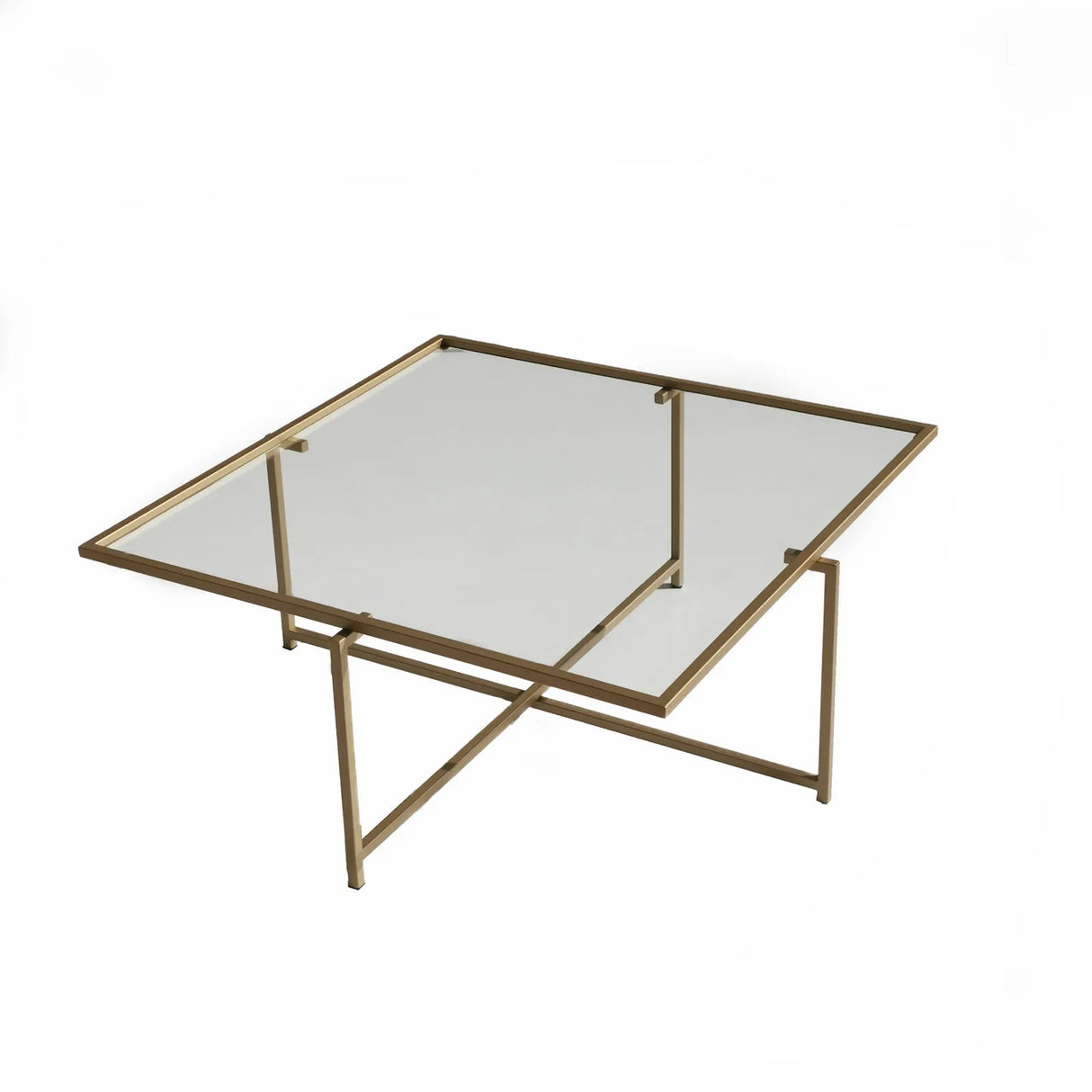 Couchtisch Sun S408 aus gehärtetem Glas und Metall in Gold, 85×85×35 cm von Hanah Home – Bild 10