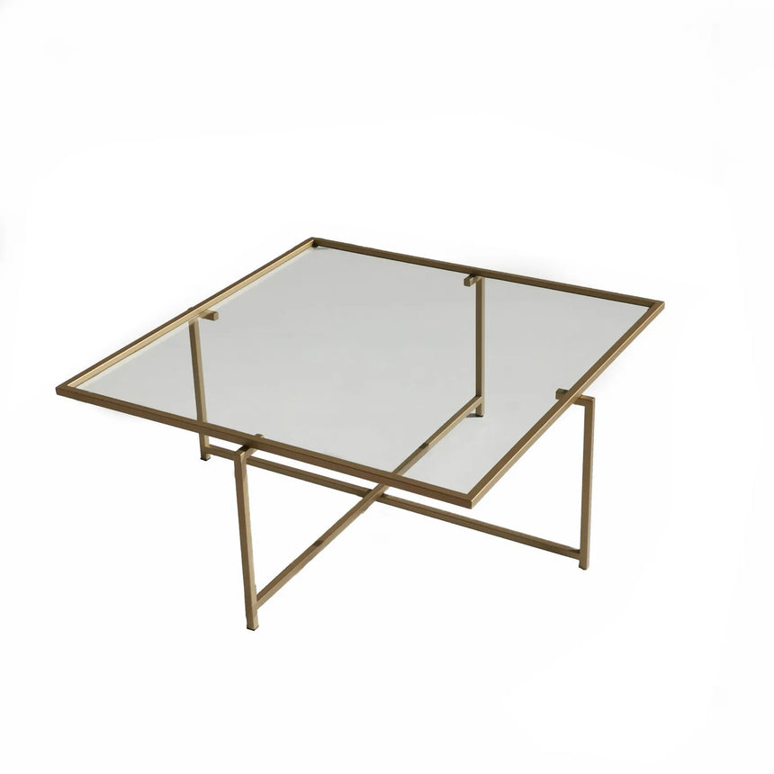 Couchtisch Sun S408 aus gehärtetem Glas und Metall in Gold, 85×85×35 cm von Hanah Home – Bild 10