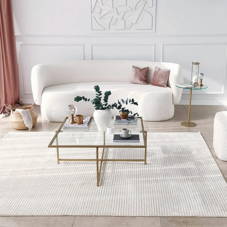 Couchtisch Sun S408 aus gehärtetem Glas und Metall in Gold, 85×85×35 cm von Hanah Home – Bild 1