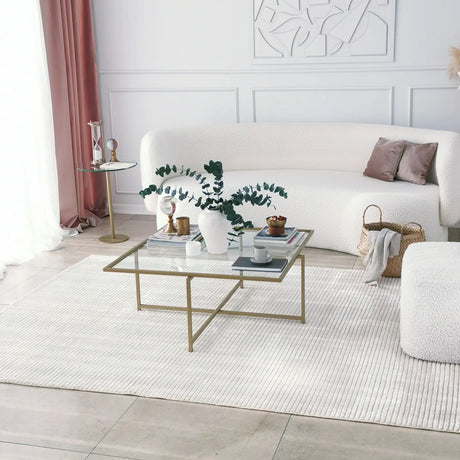 Couchtisch Sun S408 aus gehärtetem Glas und Metall in Gold, 85×85×35 cm von Hanah Home – Bild 4