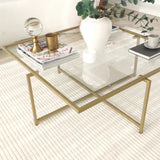 Couchtisch Sun S408 aus gehärtetem Glas und Metall in Gold, 85×85×35 cm von Hanah Home – Bild 8
