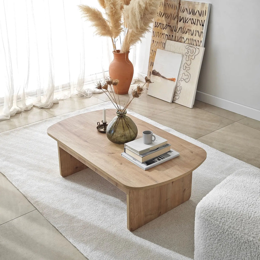 Couchtisch Theseus aus melaminbeschichteten Holz in Saphir-Eiche, 105×60×35 cm von Hanah Home – Bild 1
