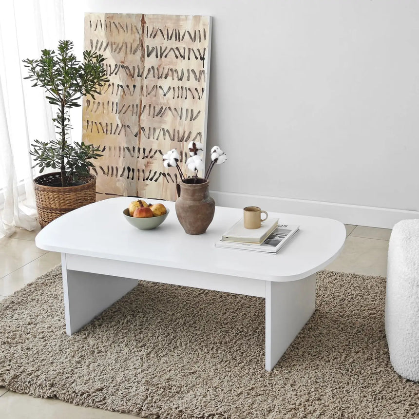 Couchtisch Theseus aus melaminbeschichteten Holz in Weiß, 105×60×35 cm von Hanah Home – Bild 1