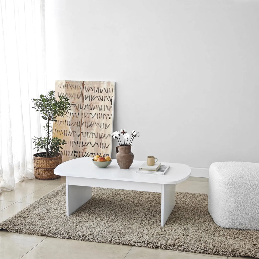 Couchtisch Theseus aus melaminbeschichteten Holz in Weiß, 105×60×35 cm von Hanah Home – Bild 3