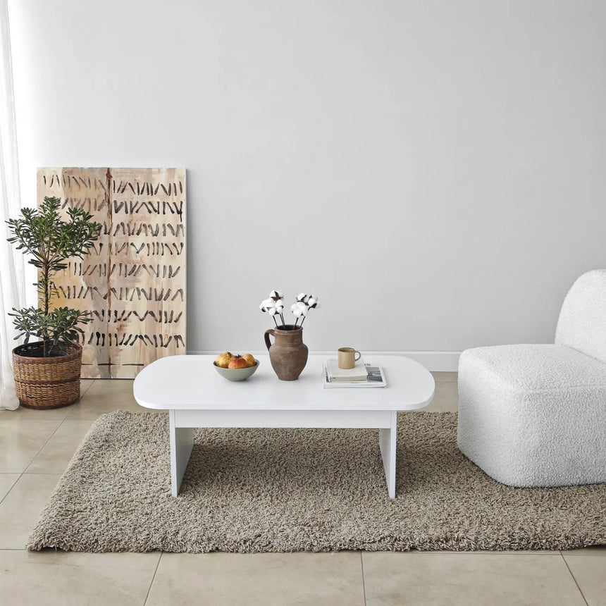 Couchtisch Theseus aus melaminbeschichteten Holz in Weiß, 105×60×35 cm von Hanah Home – Bild 4