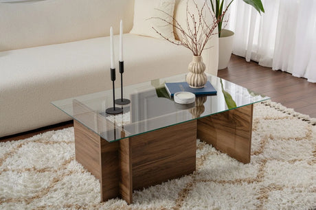 Couchtisch Vetrino aus gehärtetem Glas und melaminbeschichteten Holz, 105×65×40 cm von Hanah Home – Bild 1