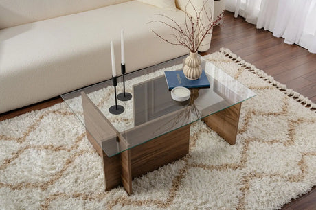 Couchtisch Vetrino aus gehärtetem Glas und melaminbeschichteten Holz, 105×65×40 cm von Hanah Home – Bild 2