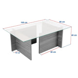 Couchtisch Vetrino aus gehärtetem Glas und melaminbeschichteten Holz, 105×65×40 cm - ZEN ZONE Furniture