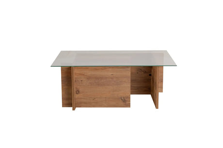 Couchtisch Vetrino aus gehärtetem Glas und melaminbeschichteten Holz in Atlantik-Kiefer, 105×65×40 cm von Hanah Home – Bild 6